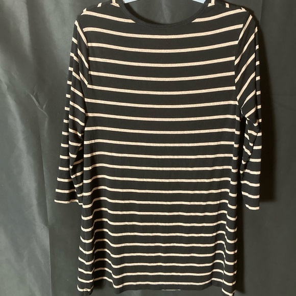 Soma Loungewear Size Medium Black Metallic Gold in Beige Striping Cowl Neck - Picture 2 of 8